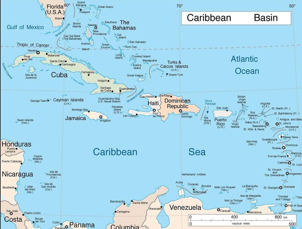 map caribbean